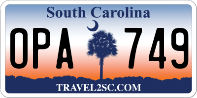 SC license plate OPA749