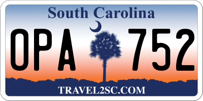 SC license plate OPA752