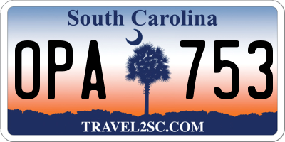 SC license plate OPA753