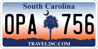 SC license plate OPA756