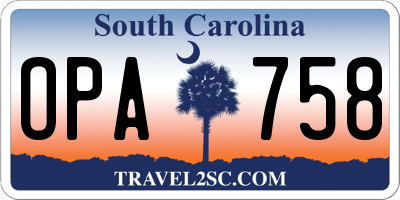 SC license plate OPA758