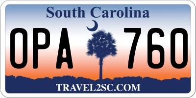 SC license plate OPA760