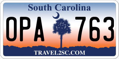 SC license plate OPA763