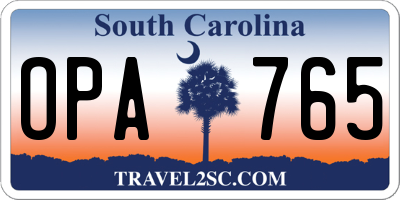 SC license plate OPA765