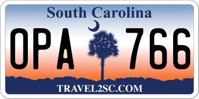 SC license plate OPA766
