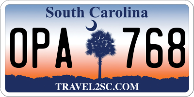 SC license plate OPA768