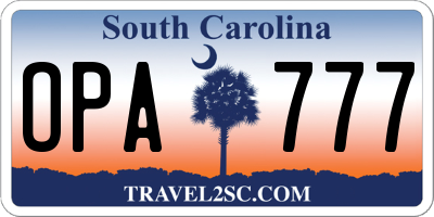 SC license plate OPA777