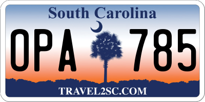 SC license plate OPA785