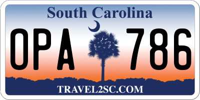 SC license plate OPA786