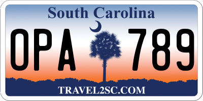 SC license plate OPA789