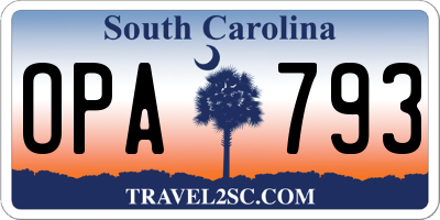 SC license plate OPA793