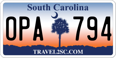 SC license plate OPA794