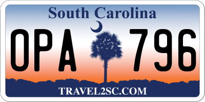 SC license plate OPA796