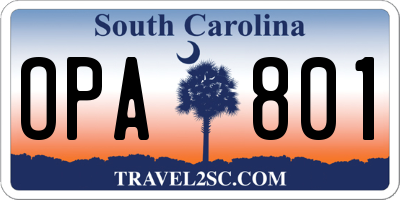 SC license plate OPA801