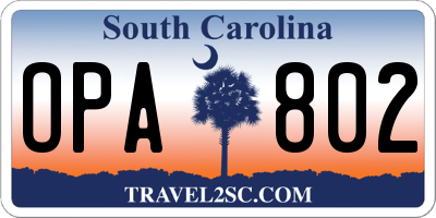 SC license plate OPA802