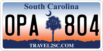 SC license plate OPA804