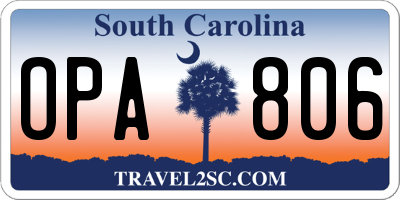 SC license plate OPA806