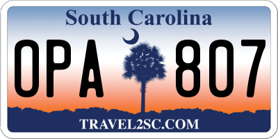 SC license plate OPA807