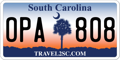 SC license plate OPA808
