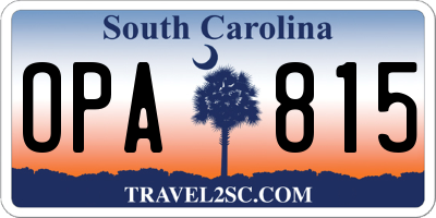 SC license plate OPA815