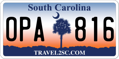 SC license plate OPA816