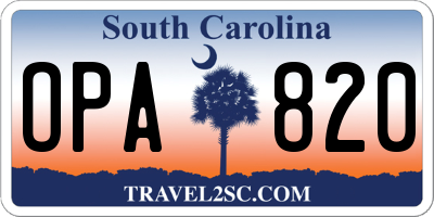 SC license plate OPA820