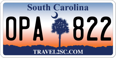 SC license plate OPA822
