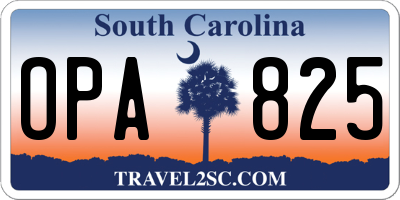 SC license plate OPA825