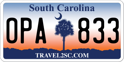 SC license plate OPA833