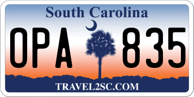 SC license plate OPA835