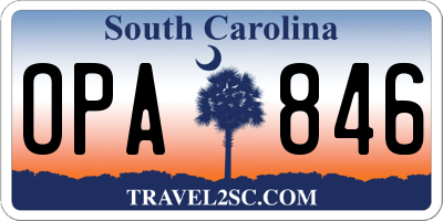 SC license plate OPA846