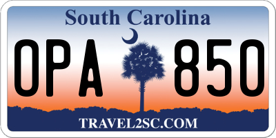SC license plate OPA850