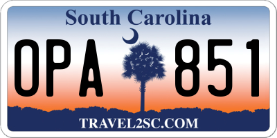SC license plate OPA851