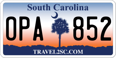 SC license plate OPA852