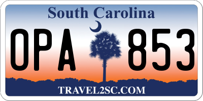 SC license plate OPA853