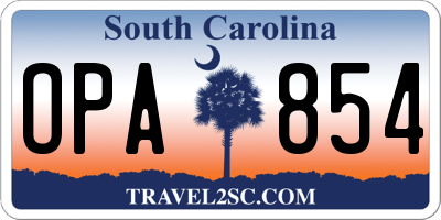 SC license plate OPA854