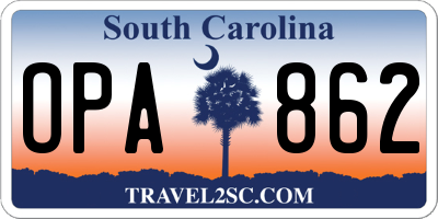 SC license plate OPA862
