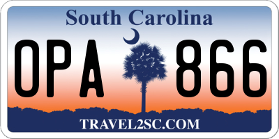 SC license plate OPA866