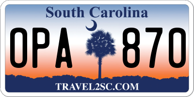 SC license plate OPA870