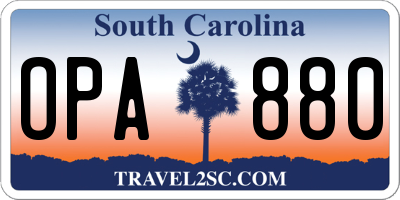 SC license plate OPA880