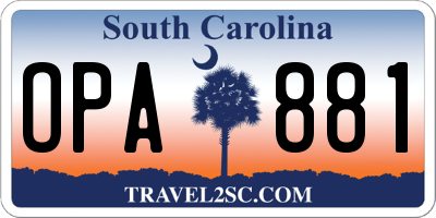 SC license plate OPA881