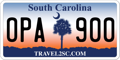 SC license plate OPA900