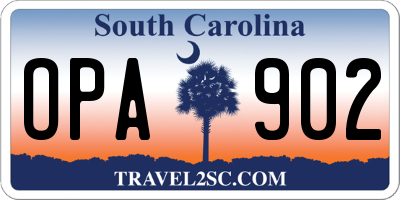 SC license plate OPA902