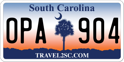 SC license plate OPA904