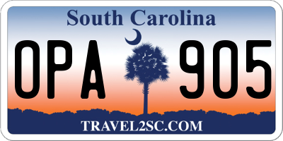 SC license plate OPA905