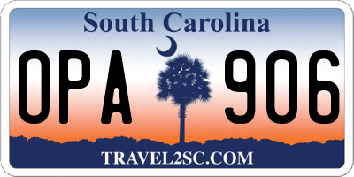 SC license plate OPA906