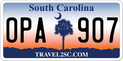 SC license plate OPA907