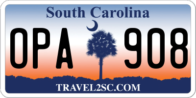 SC license plate OPA908