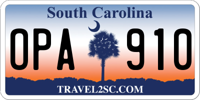 SC license plate OPA910