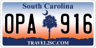 SC license plate OPA916